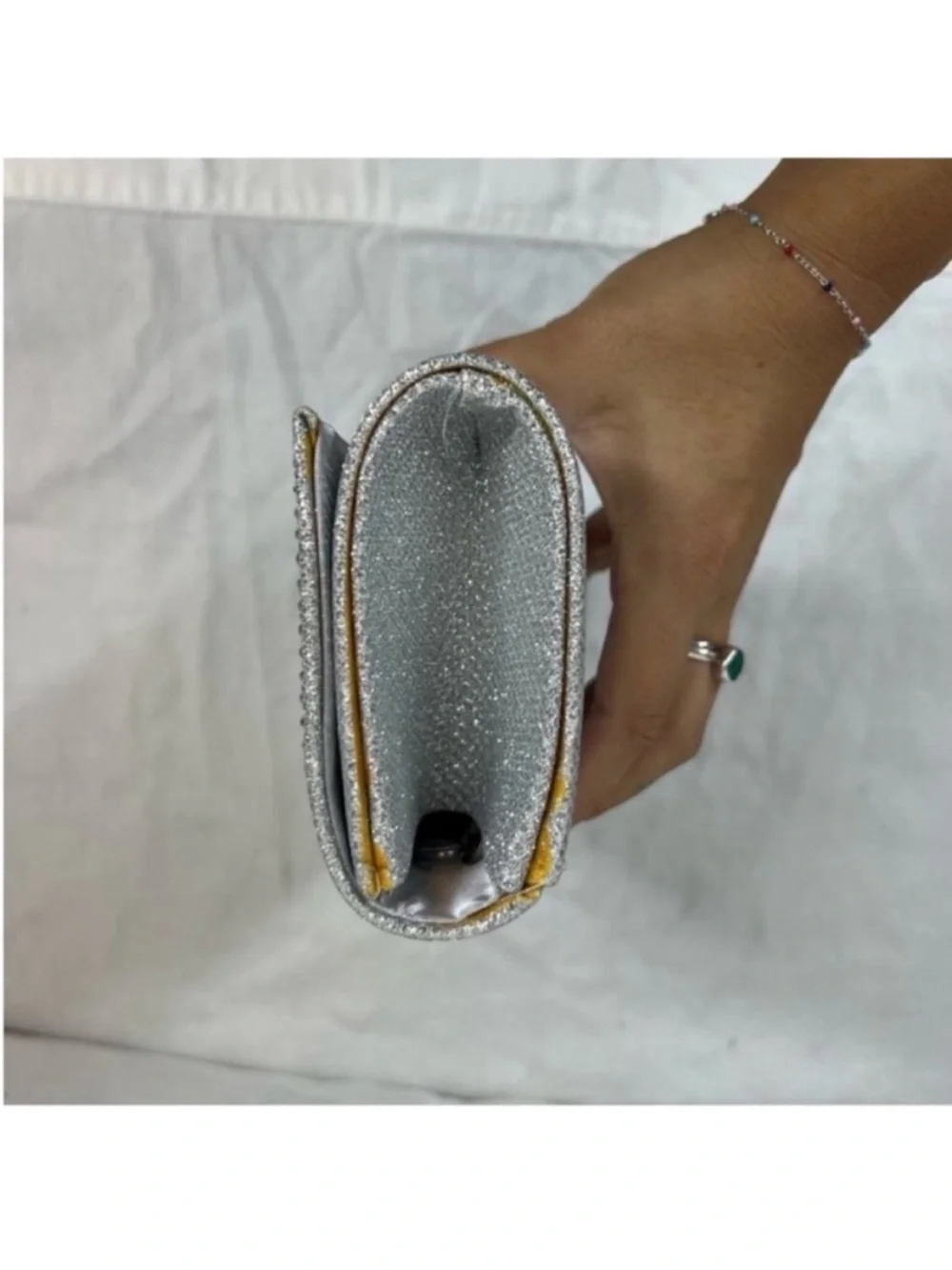 Jessica McClintock Chloe Sparkle Rhinestone Silver Crossbody Clutch